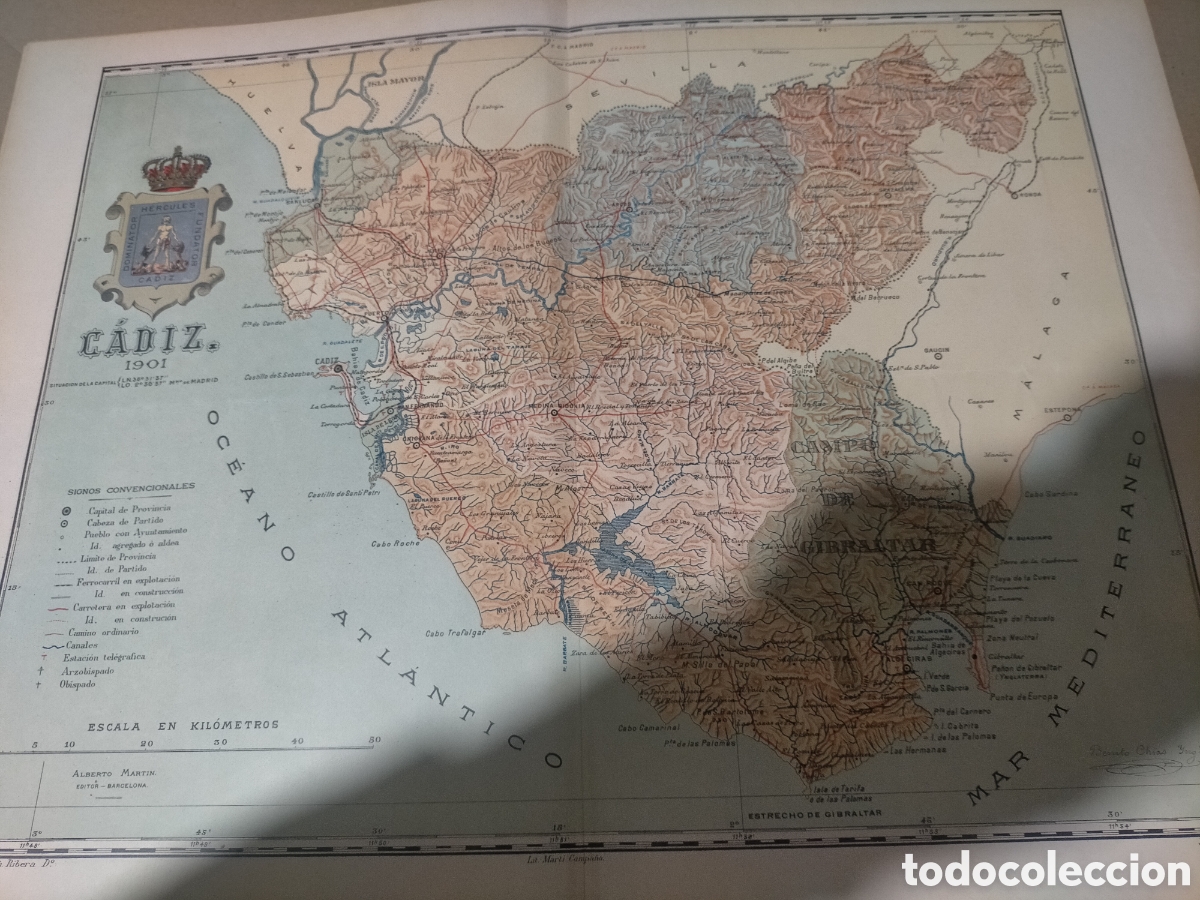 Mapas contempor&aacute;neos: Mapa C&aacute;diz 1901 original - Foto 1