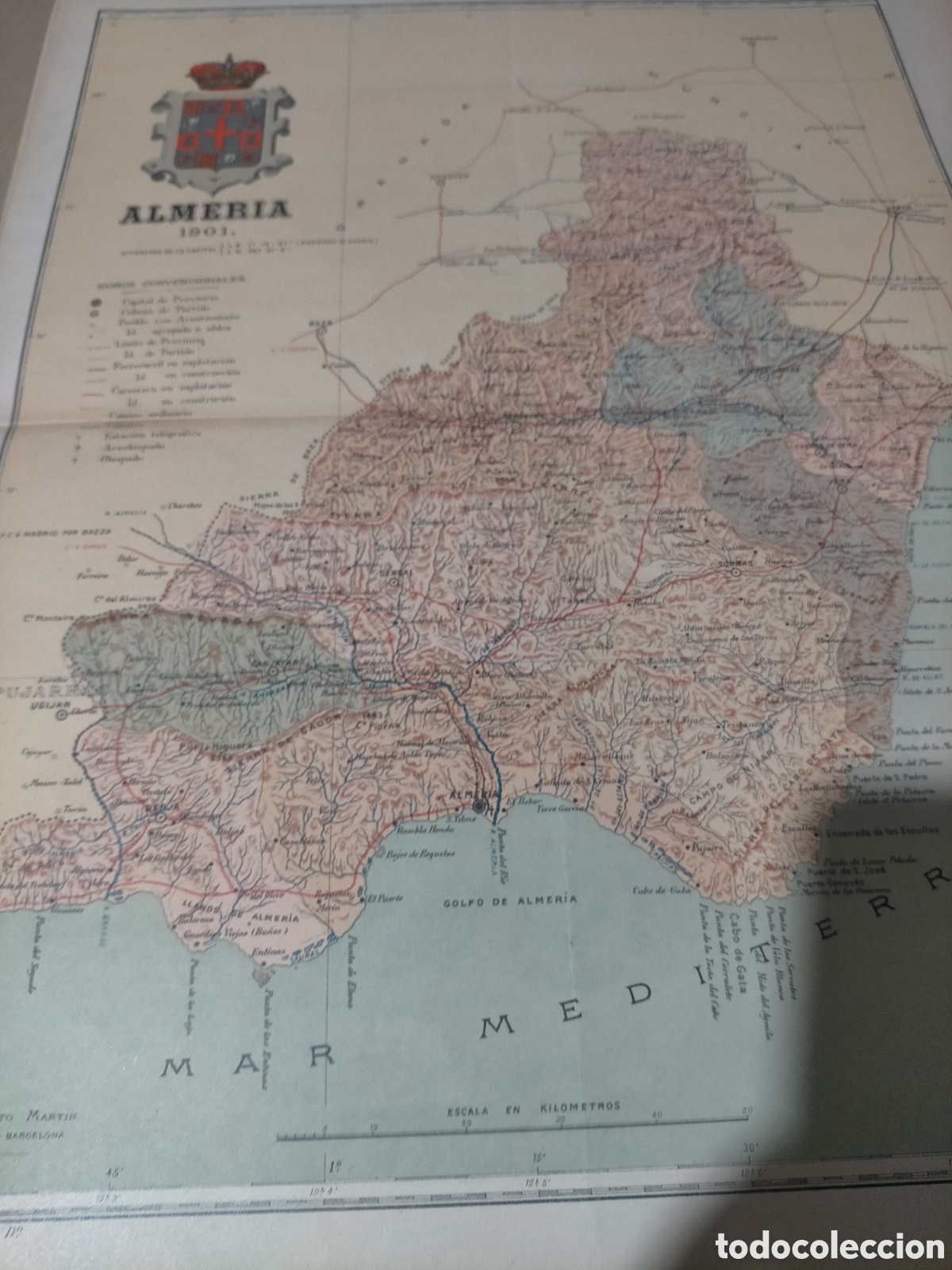 Mapas contempor&aacute;neos: Mapa de Almer&iacute;a 1901 original
