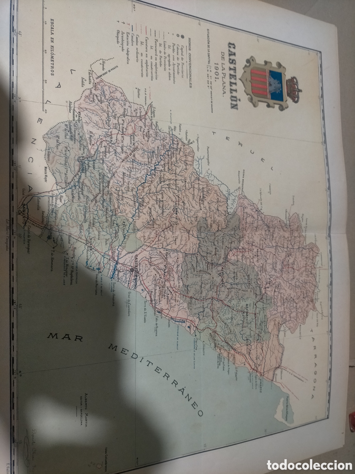 Mapas contempor&aacute;neos: Mapa de Castell&oacute;n de la plana 1901 original