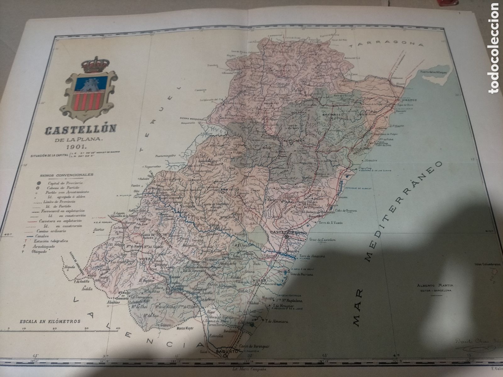 Mapas contempor&aacute;neos: Mapa de Castell&oacute;n de la plana 1901 original - Foto 1