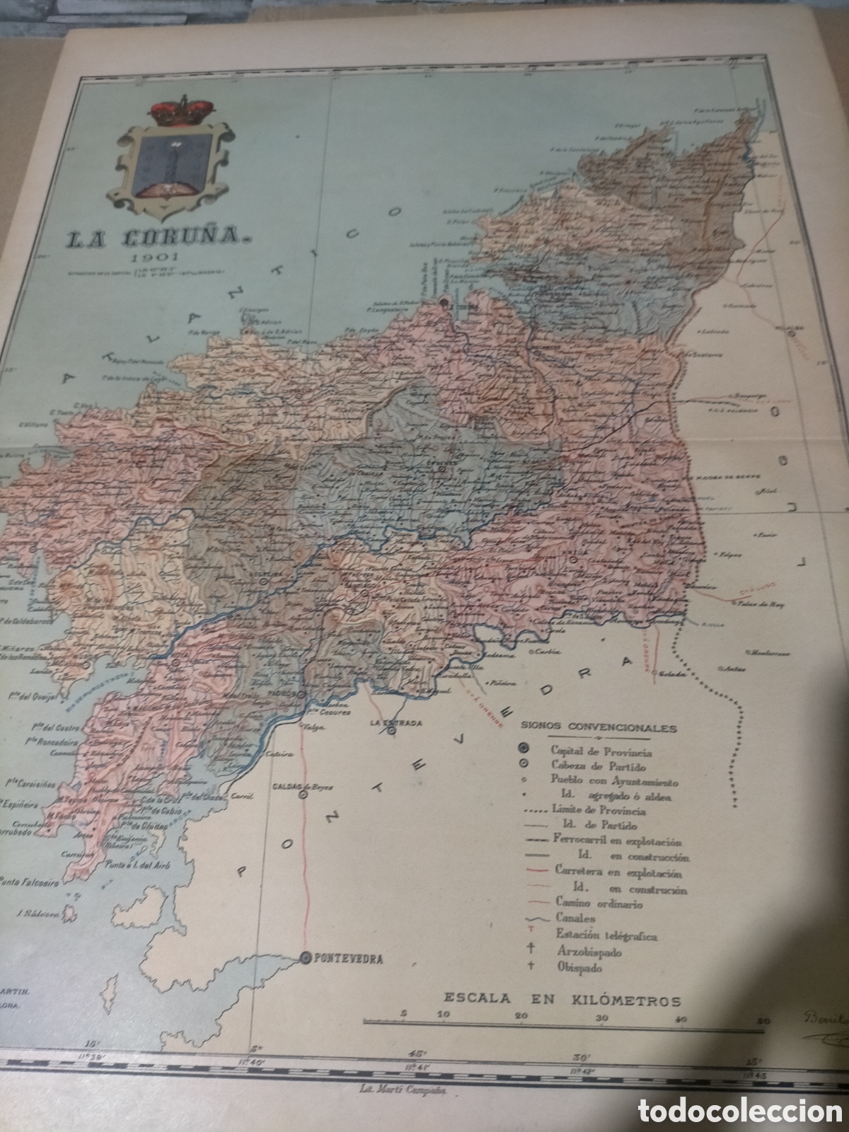 Mapas contempor&aacute;neos: Mapa de la Coru&ntilde;a 1901 original