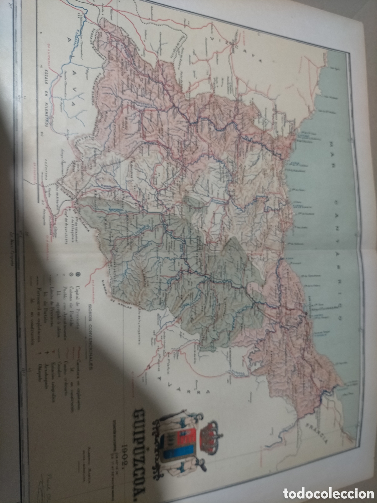 Mapas contempor&aacute;neos: Mapa Guip&uacute;zcoa 1902 original