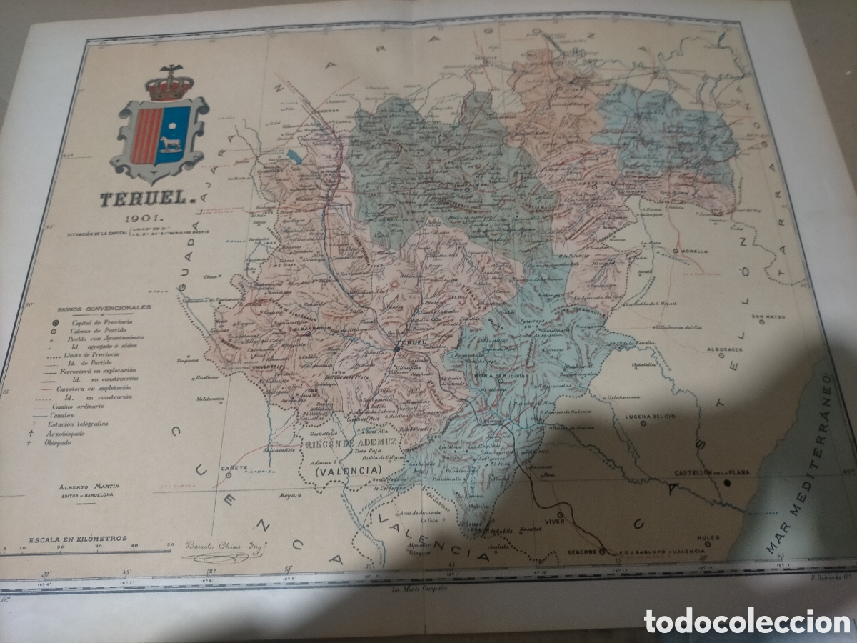 Mapas contempor&aacute;neos: Mapa de Teruel 1901 original - Foto 1