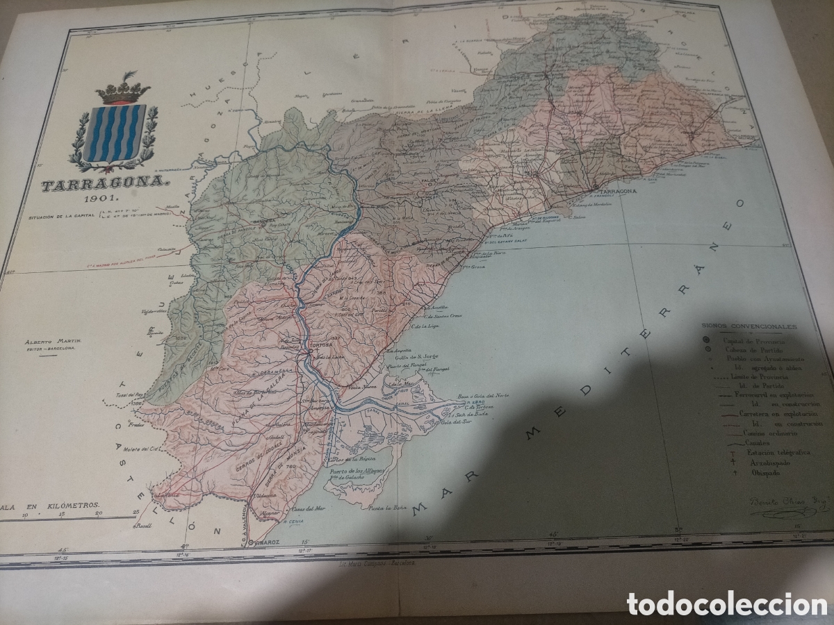 Mapas contempor&aacute;neos: Mapa de Tarragona 1901 original