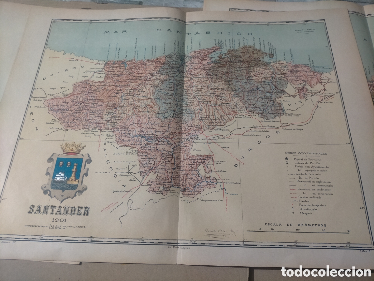 Mapas contempor&aacute;neos: Mapa de Santander 1901 original - Foto 1