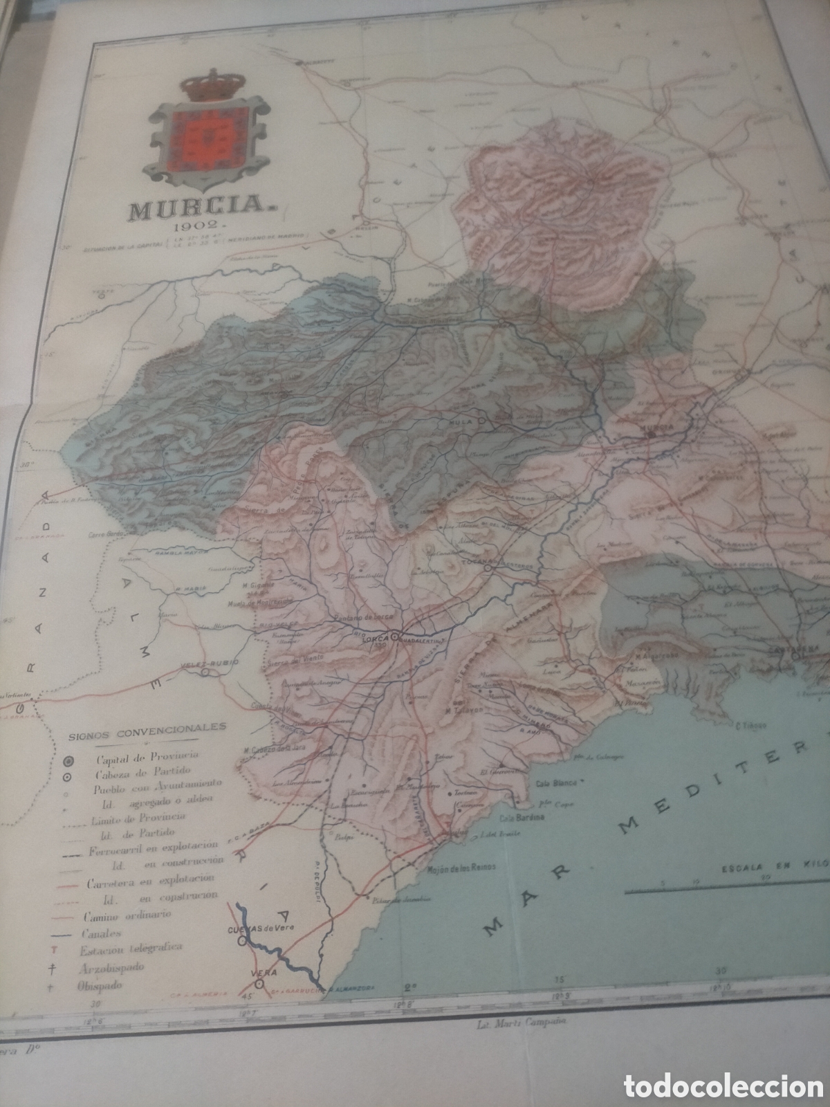 Mapas contempor&aacute;neos: Mapa de Murcia 1902 original - Foto 1