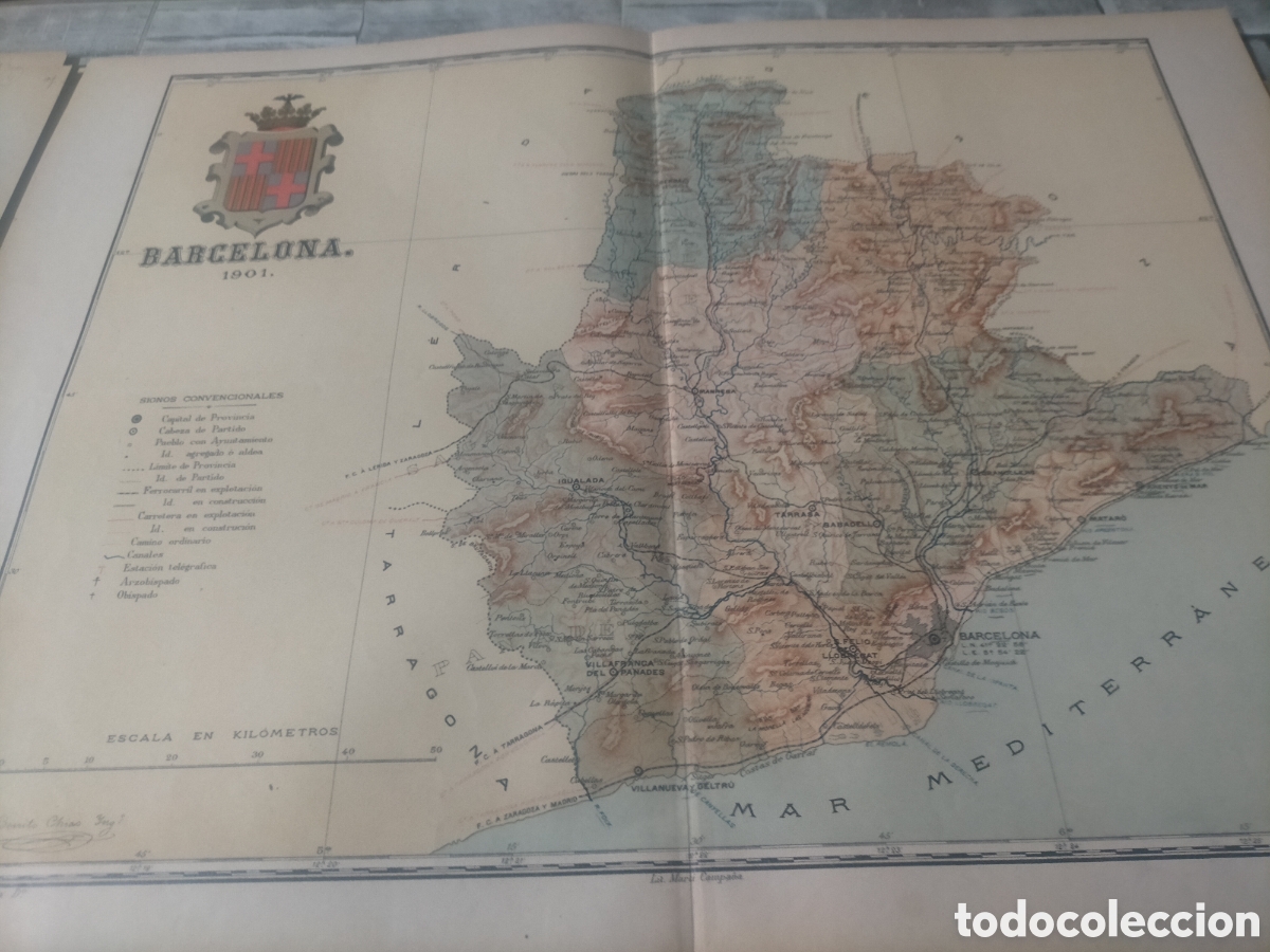 Mapas contempor&aacute;neos: Mapa de Barcelona 1901 original