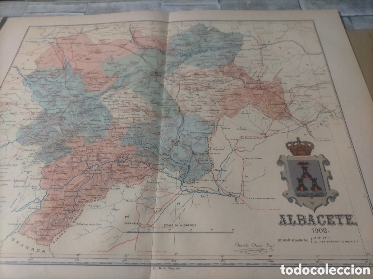 Mapas contempor&aacute;neos: Mapa de Albacete 1902 original