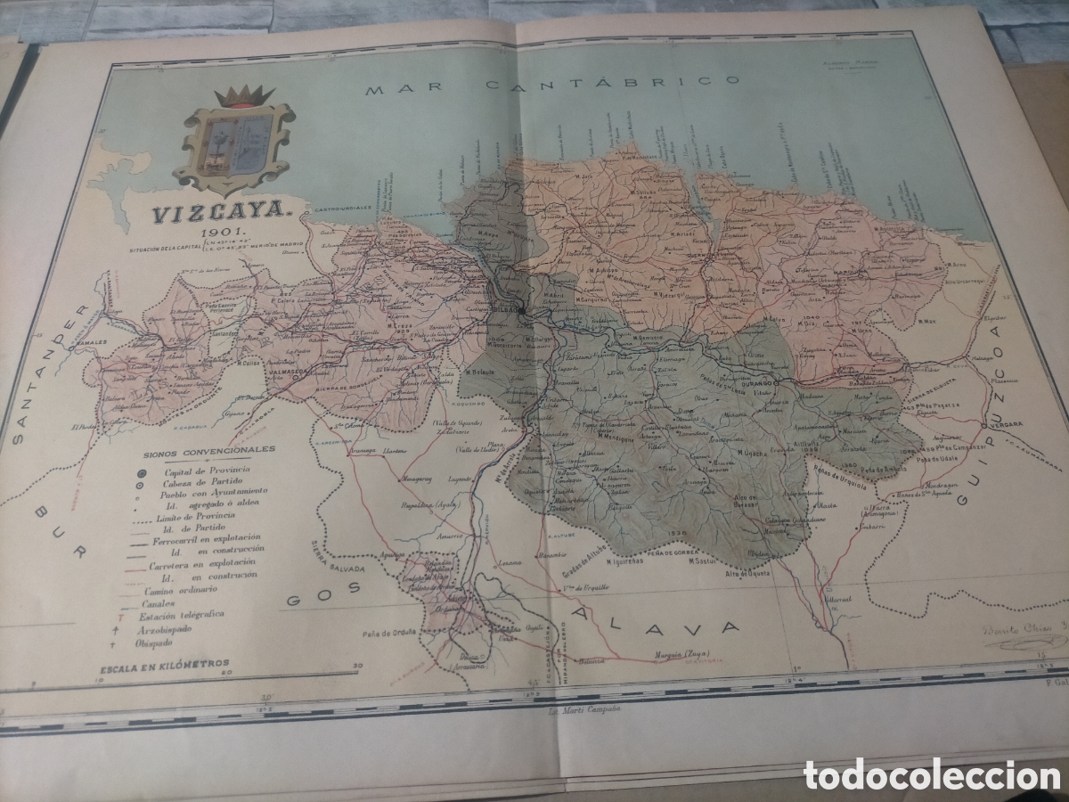 Mapas contempor&aacute;neos: Mapa de Vizcaya 1901 original