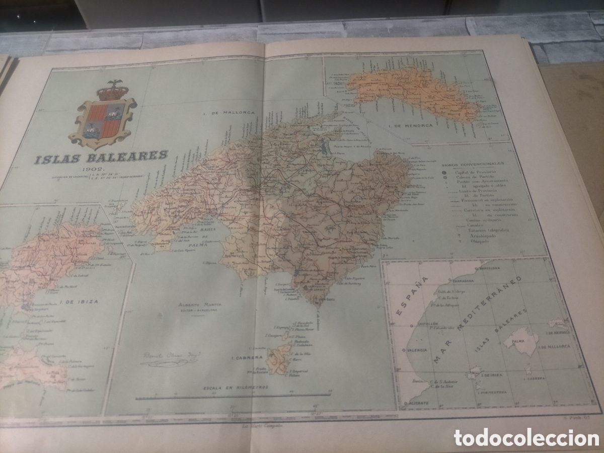 Mapas contempor&aacute;neos: Mapa de islas baleares 1902 original