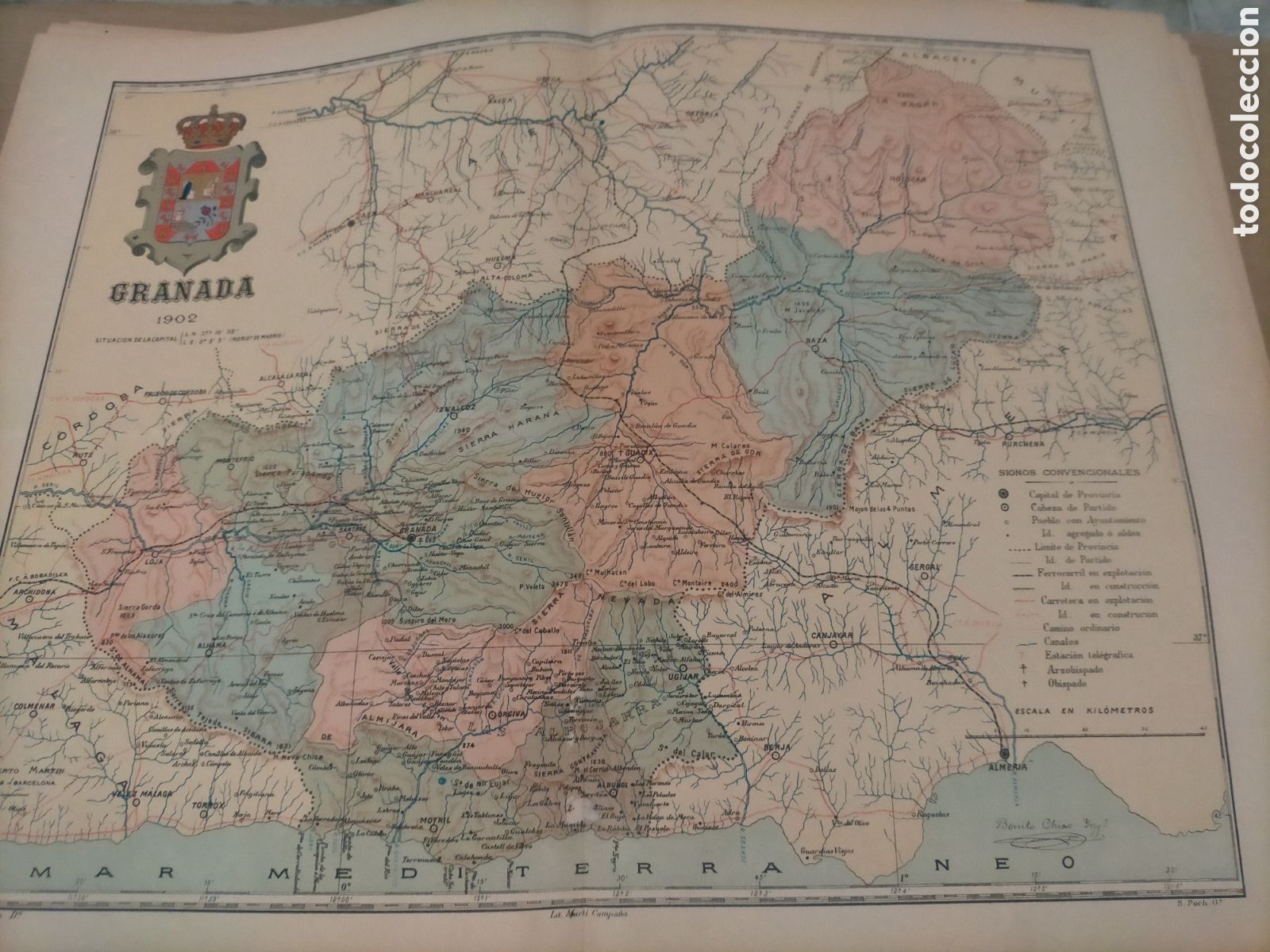 Mapas contempor&aacute;neos: Mapa de Granada 1902 original