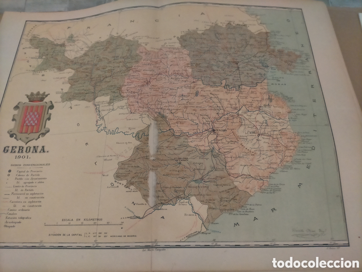 Mapas contempor&aacute;neos: Mapa Girona 1901 original