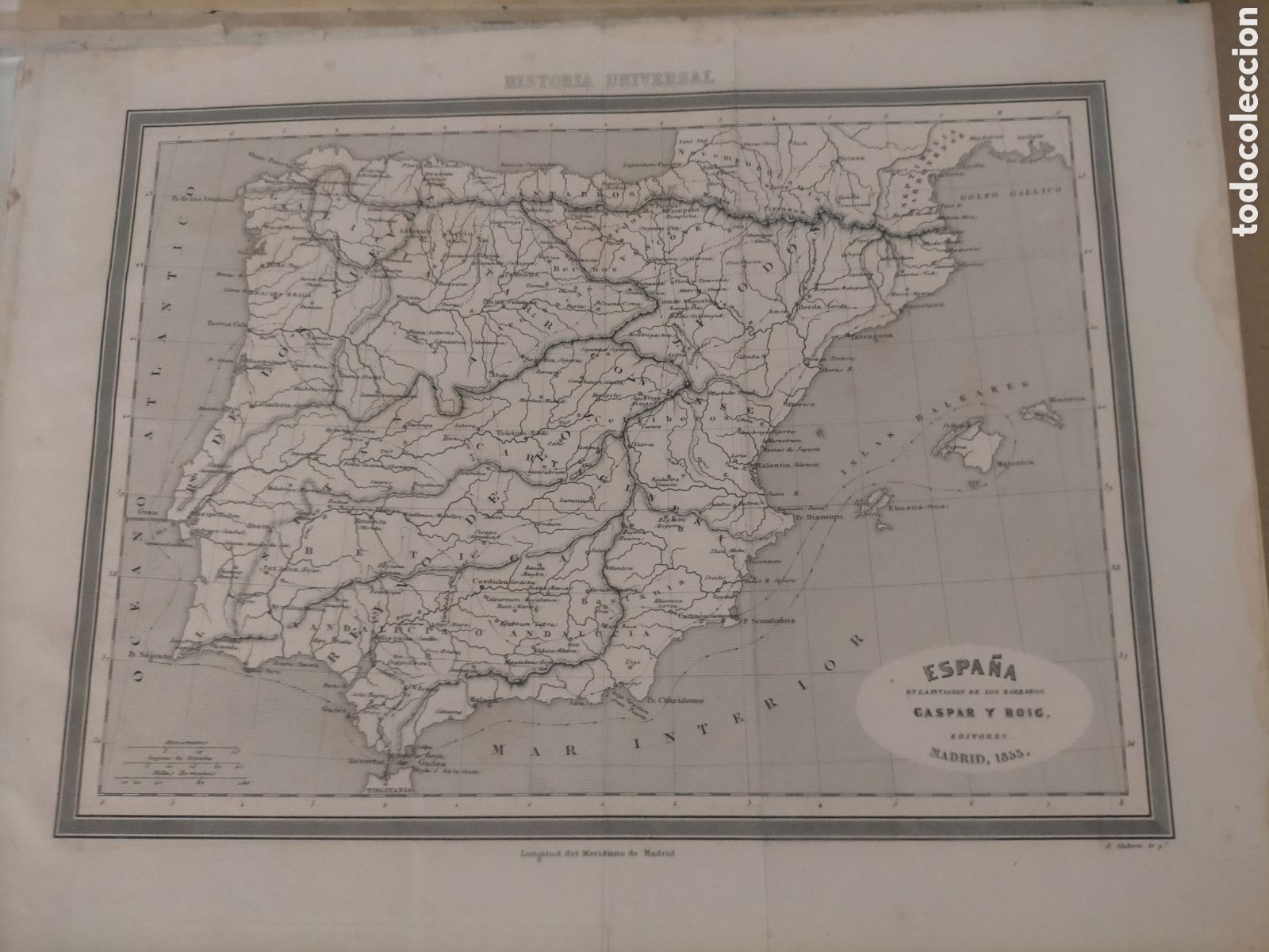Mapas contempor&aacute;neos: Mapa de Espa&ntilde;a 1855 original