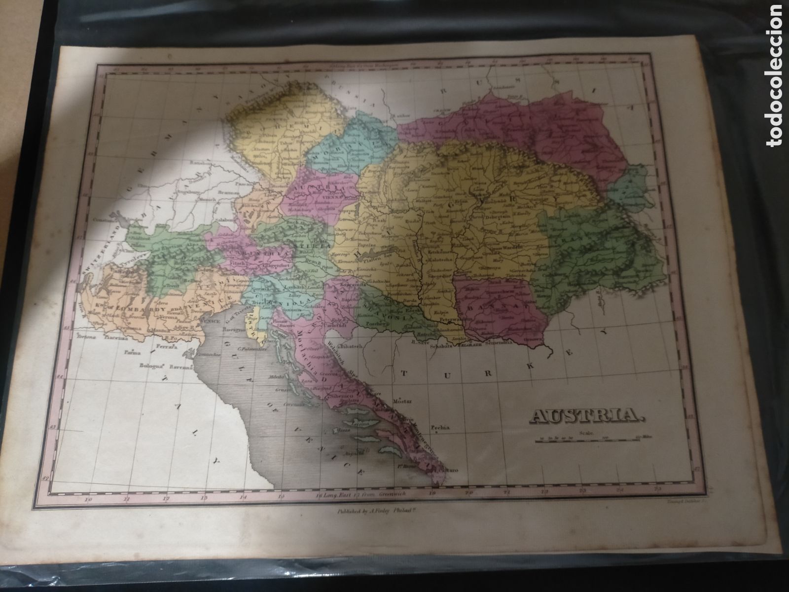 Mapas contempor&acirc;neos: Mapa de Austria 1825 original
