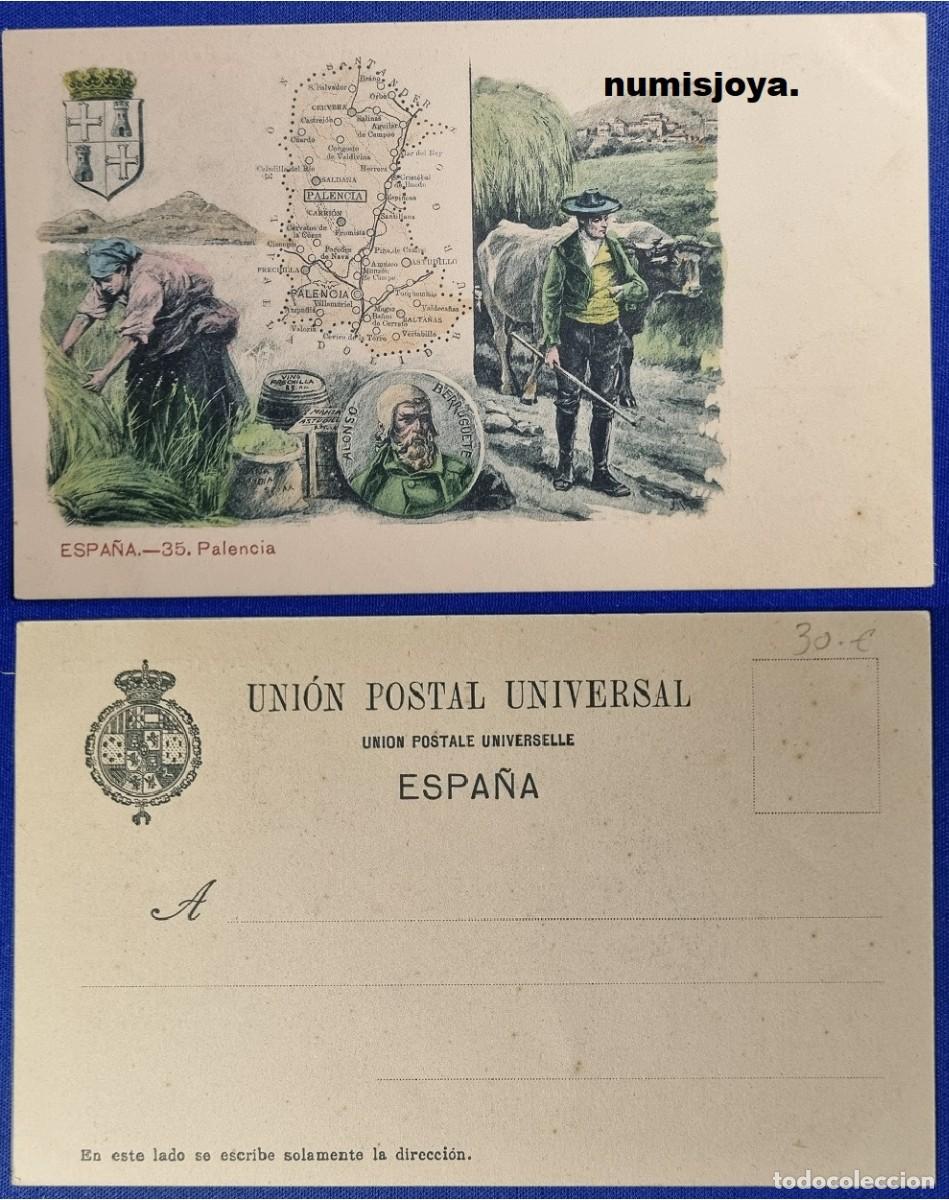 Mapas contempor&aacute;neos: Postal MAPA PALENCIA Espa&ntilde;a a&ntilde;o 1900 PROVINCIAS Uni&oacute;n Postal Universal RARA.