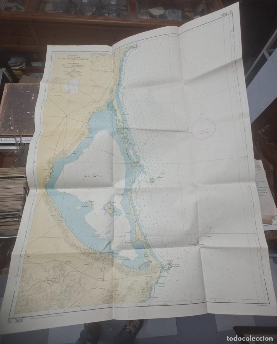 Mapas contempor&aacute;neos: MAPA PLANO MAR MENOR MURCIA SERVICIO HIDROGRAFICO DE LA MARINA 1963 DE CABO PALOS A CABO ROIG ALICAN