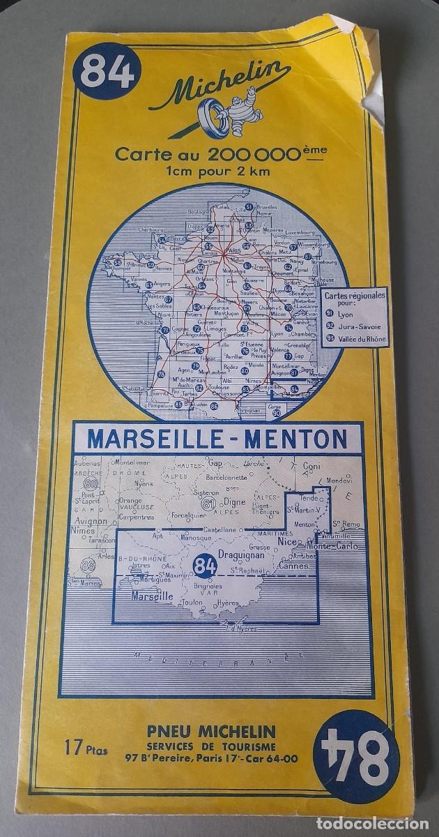 Mapas contempor&aacute;neos: Mapa michelin Francia n&deg; 84, marseille-menton, 1958