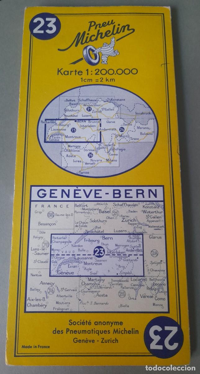Mapas contempor&aacute;neos: Mapa michelin Suiza n&deg; 23, geneve-berne, 1955