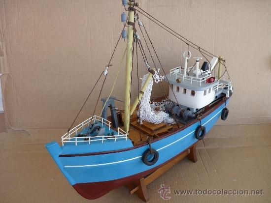 maqueta barco pesquero 40x30x10 todo de madera - Compra venta en