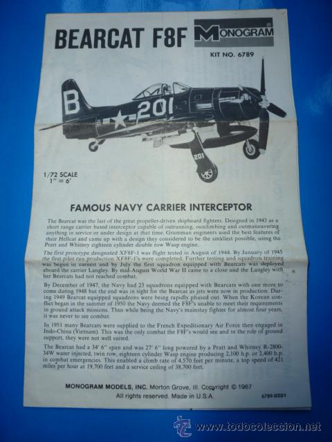 Maquetas: Instrucciones montaje maqueta avion Bearcat de Monogram - Foto 1
