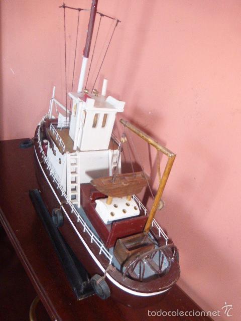 Maquetas: BARCO DE PESCA DE MADERA HECHO Y PINTADO A MANO - Foto 10