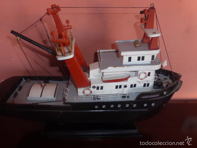 Maquetas: ANTIGUO BARCO DE PESCA HECHO Y PINTADO A MANO - Foto 1