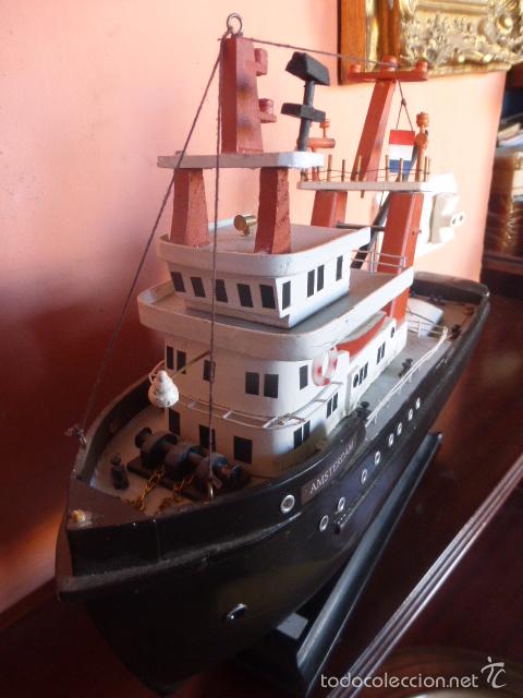 Maquetas: ANTIGUO BARCO DE PESCA HECHO Y PINTADO A MANO - Foto 3