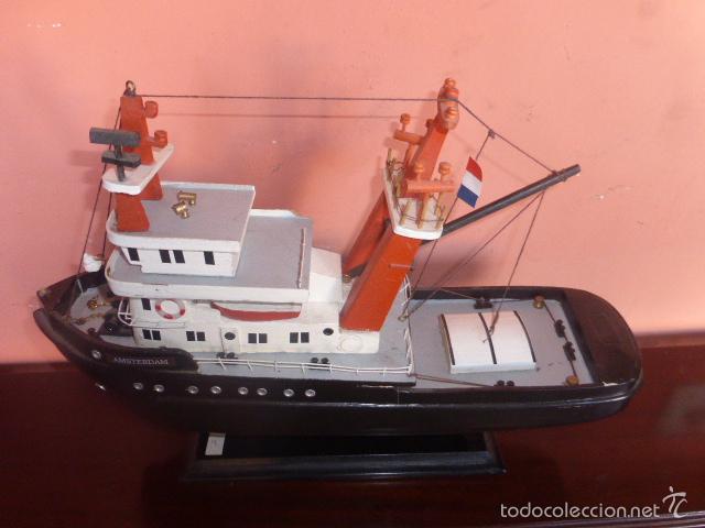 Maquetas: ANTIGUO BARCO DE PESCA HECHO Y PINTADO A MANO - Foto 7