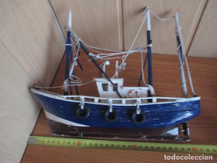 maqueta barco pesquero 40x30x10 todo de madera - Compra venta en  todocoleccion