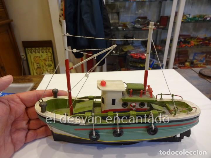 Maquetas: Barco de pesca en madera pintada. 25 ctms. Muy decorativo - Foto 1 - 230885240