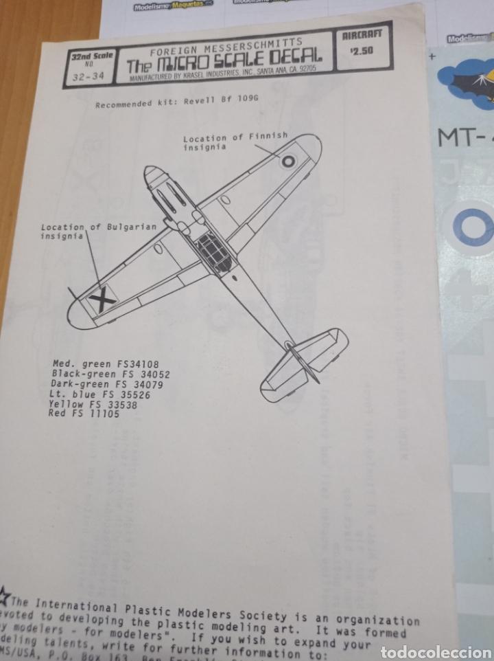 Maquetas: MICRO SCALE DECAL - CALCAS MESSERSCHMITT BF109G. 1/32 - Foto 2
