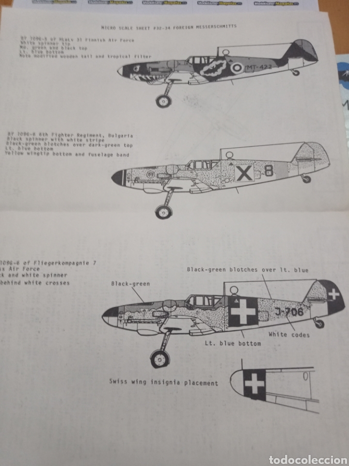 Maquetas: MICRO SCALE DECAL - CALCAS MESSERSCHMITT BF109G. 1/32 - Foto 3