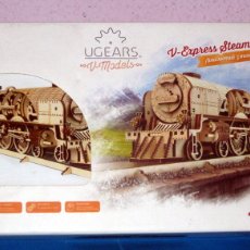 Maquetas: UGEARS V – MODELS V- EXPRES STEAM TRAIN WITH TENDER MOVIMIENTO MECANICO. Lote 382076704