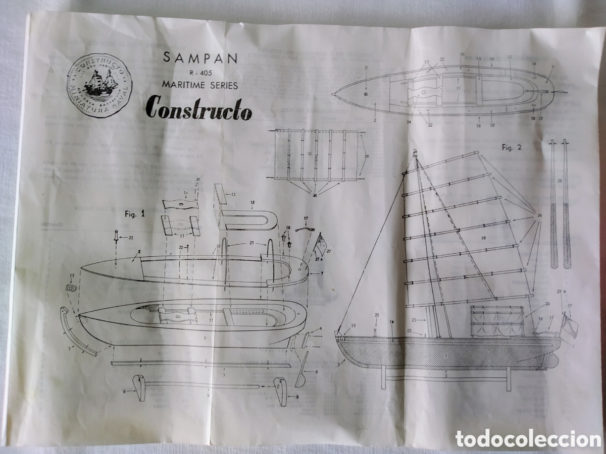 Maquetas: ANTIGUA MAQUETA DE BARCO SAMPAN DE CONSTRUCTO REF. R.405 - Foto 11