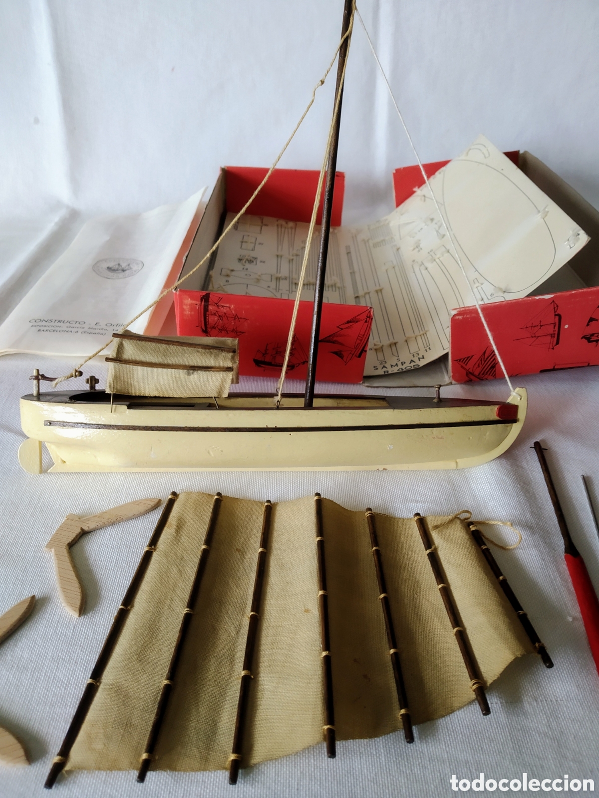 Maquetas: ANTIGUA MAQUETA DE BARCO SAMPAN DE CONSTRUCTO REF. R.405 - Foto 13