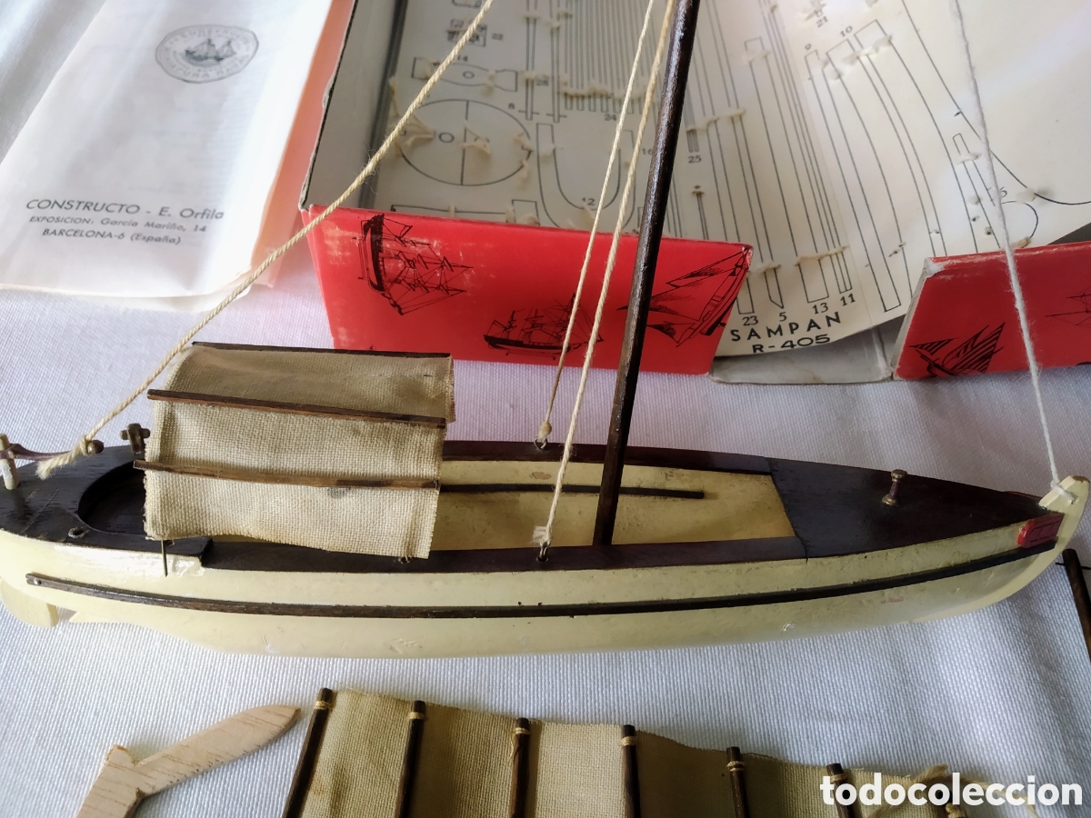 Maquetas: ANTIGUA MAQUETA DE BARCO SAMPAN DE CONSTRUCTO REF. R.405 - Foto 14