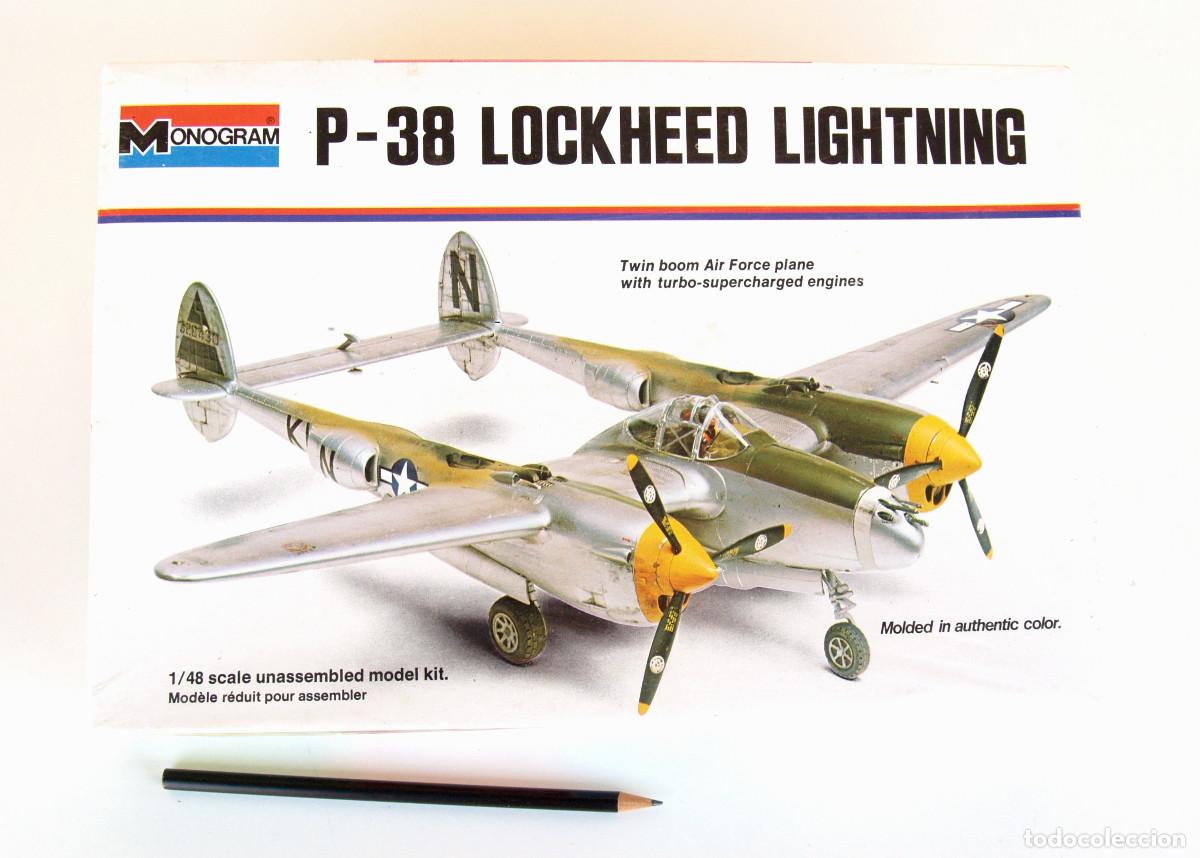 Maquetas: Monogram 1:48 (Edici&oacute;n 1980) &bull; Lockheed P-38 LIGHTNING (USAAF, Varias versiones) Model Kit - Foto 1