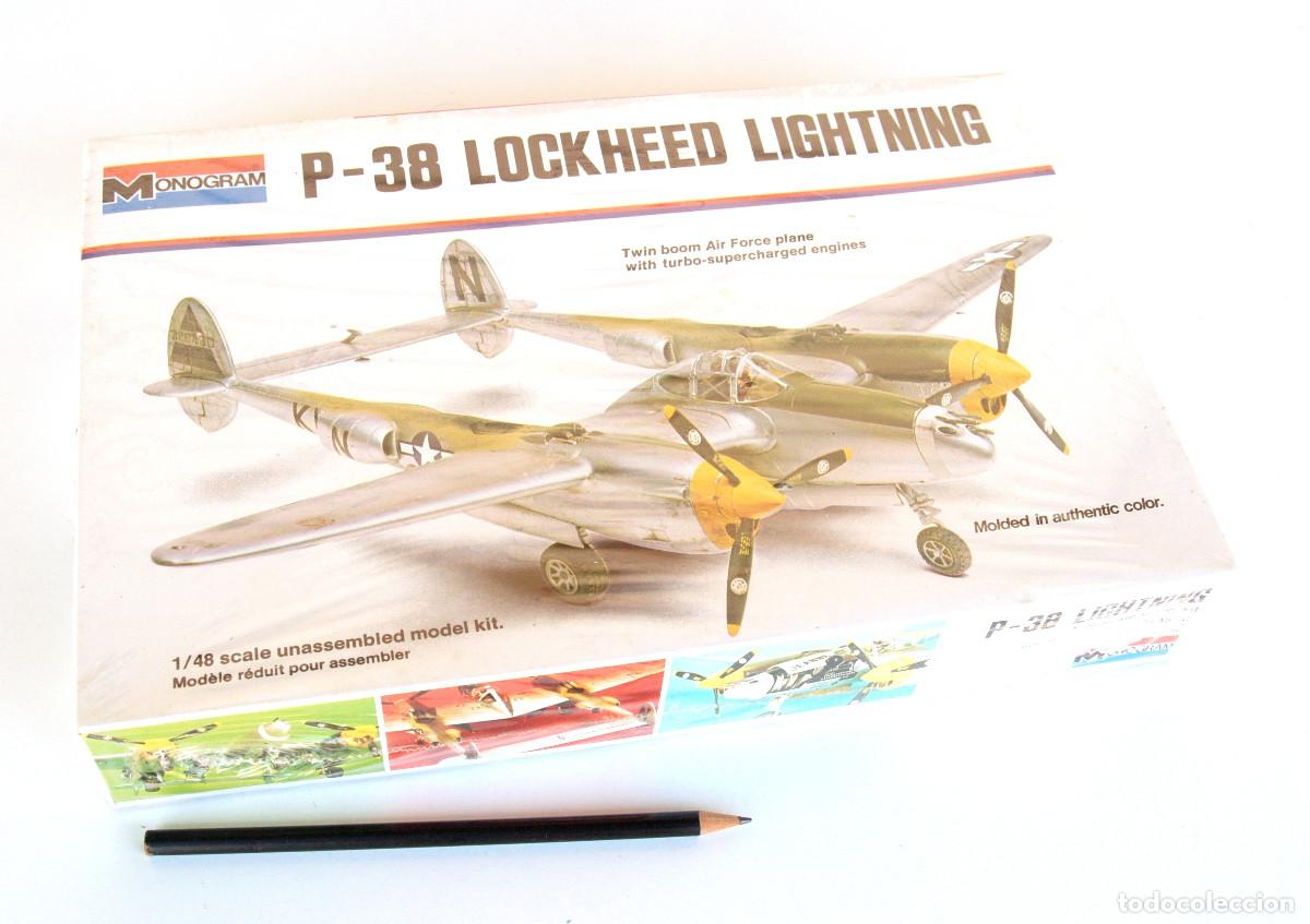 Maquetas: Monogram 1:48 (Edici&oacute;n 1980) &bull; Lockheed P-38 LIGHTNING (USAAF, Varias versiones) Model Kit - Foto 3