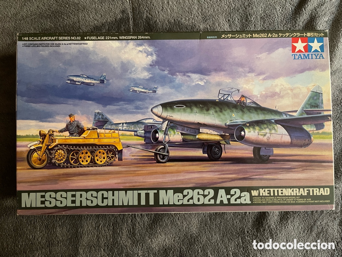 Maquetas: MESSERSCHMITT Me262 A-2a W/ KETTENKRAFTRAD 1:48 TAMIYA 61082 maqueta avi&oacute;n semioruga