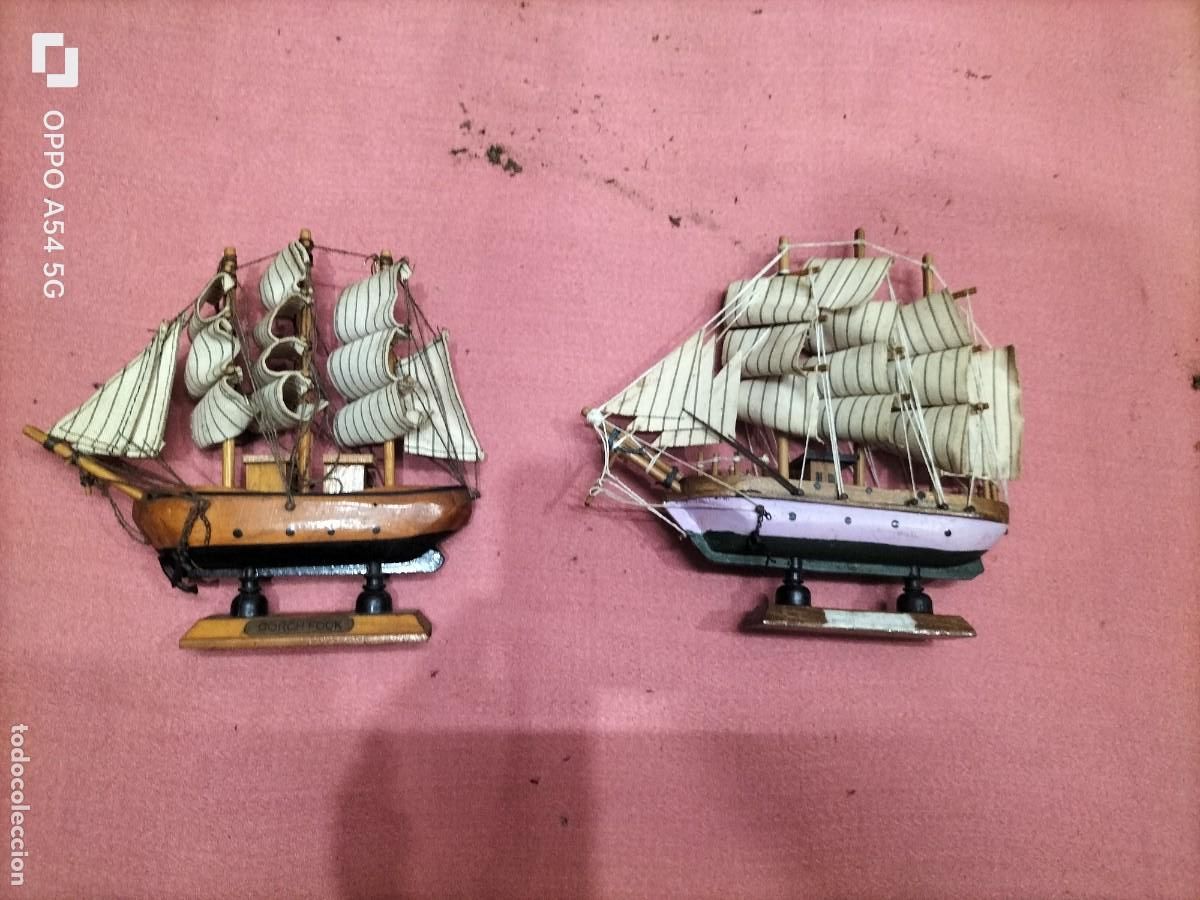 Maquetas: Pareja de barcos de madera hechos a mano - Foto 1