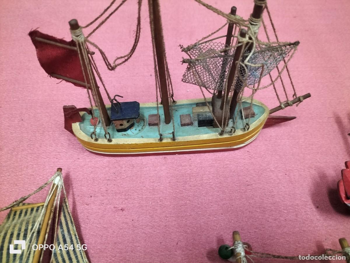 Maquetas: 4 barcos peque&ntilde;os de madera hecho a mano - Foto 2