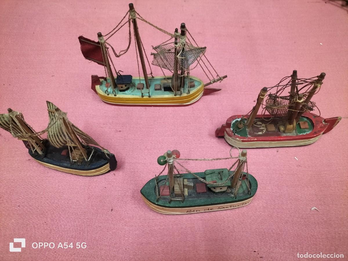 Maquetas: 4 barcos peque&ntilde;os de madera hecho a mano - Foto 3