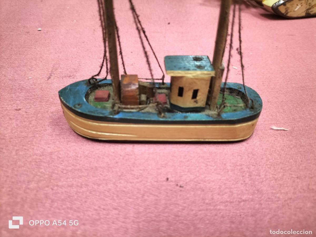 Maquetas: 4 barcos peque&ntilde;os de madera hecho a mano - Foto 4