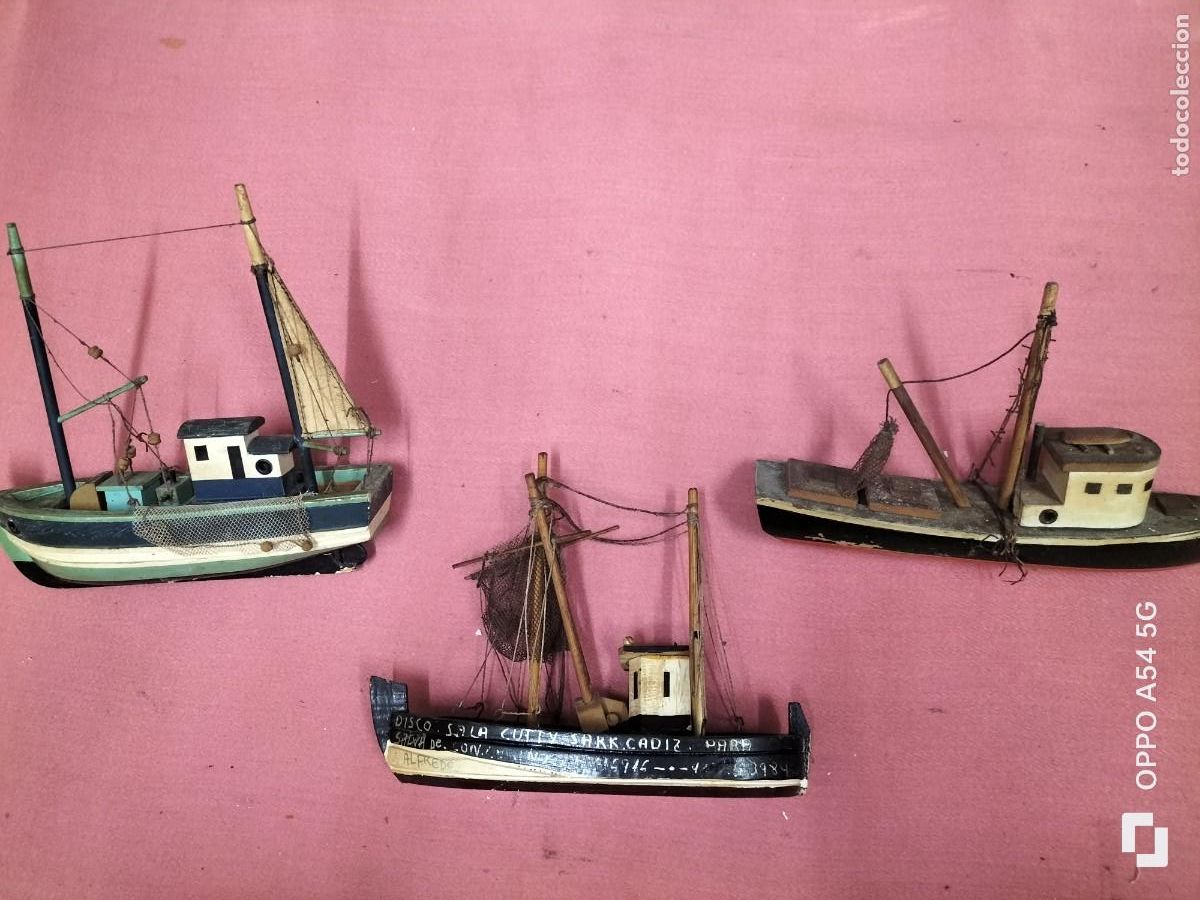 Maquetas: 3 barcos de madera hecho a mano - Foto 1