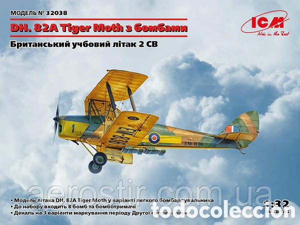Maquetas: ICM 32038 # DH. 82A Tiger Moth with bombs - Foto 1