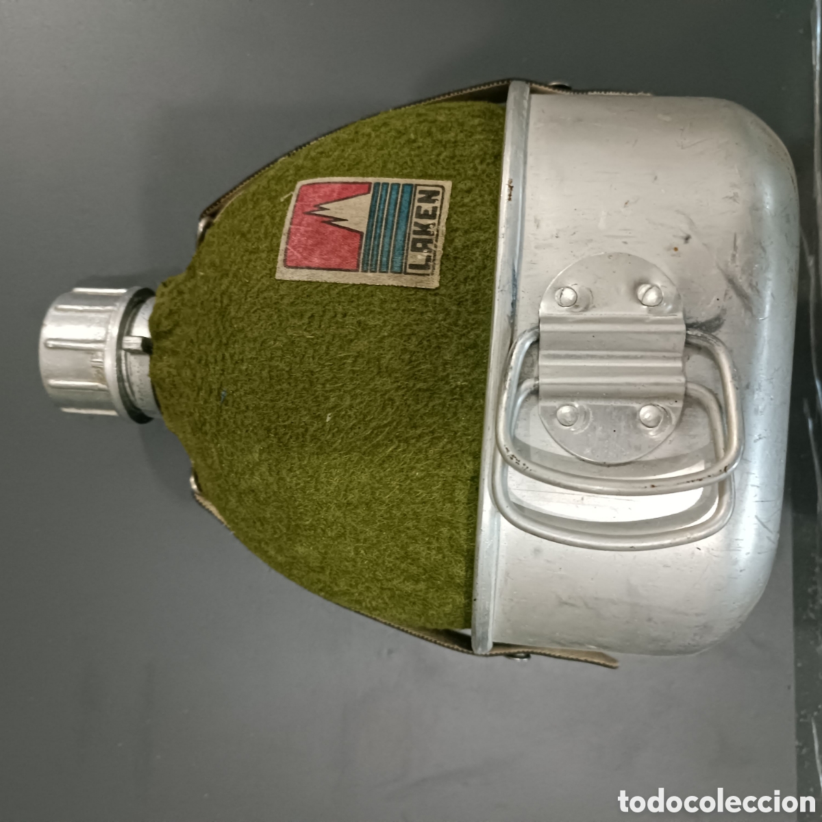 Maquetas: CANTIMPLORA DE CAMPA&Ntilde;A CON CACILLO. MARCA LAKEN. 1 LITRO APROX. ALUMINIO. - Foto 1