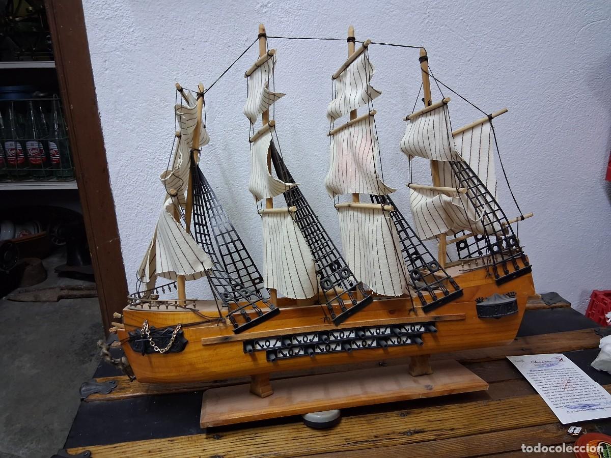 Maquetas: Maqueta de barco, madera, pl&aacute;stico y textil, d&eacute;cada de 1900/2000 - Foto 1