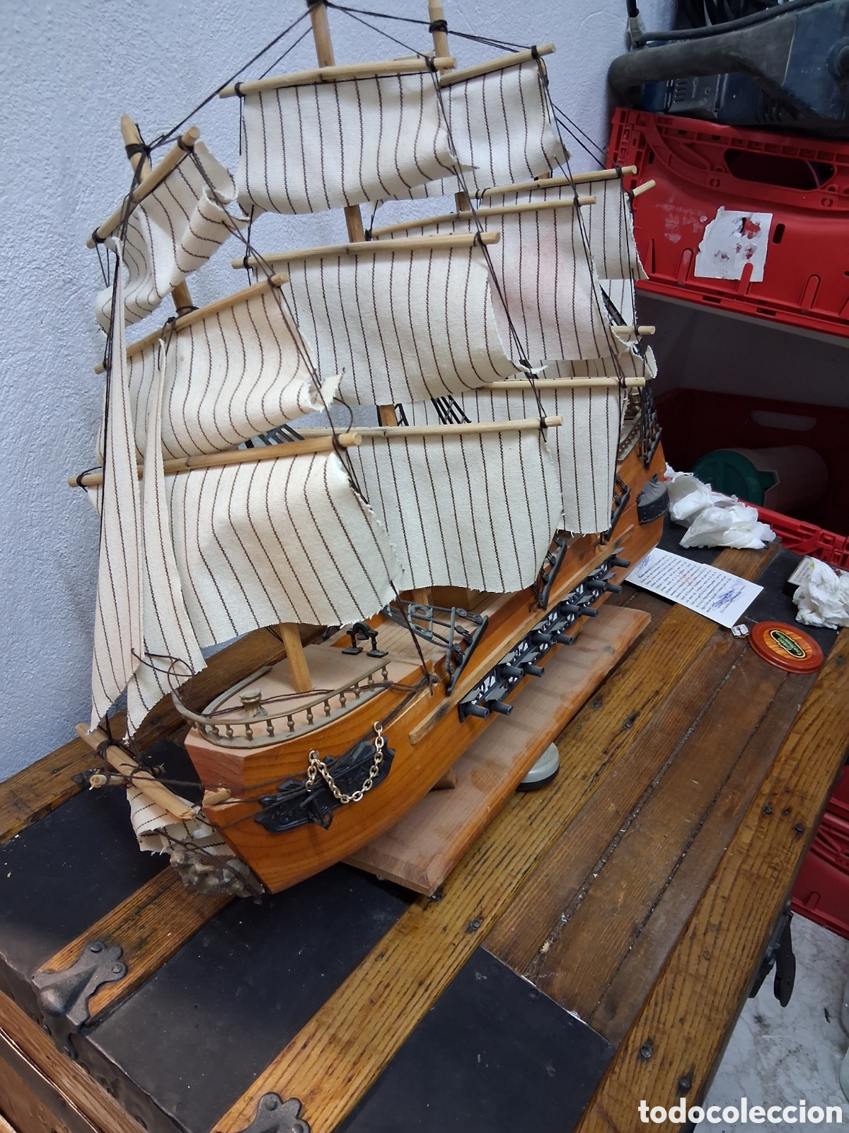 Maquetas: Maqueta de barco, madera, pl&aacute;stico y textil, d&eacute;cada de 1900/2000 - Foto 6