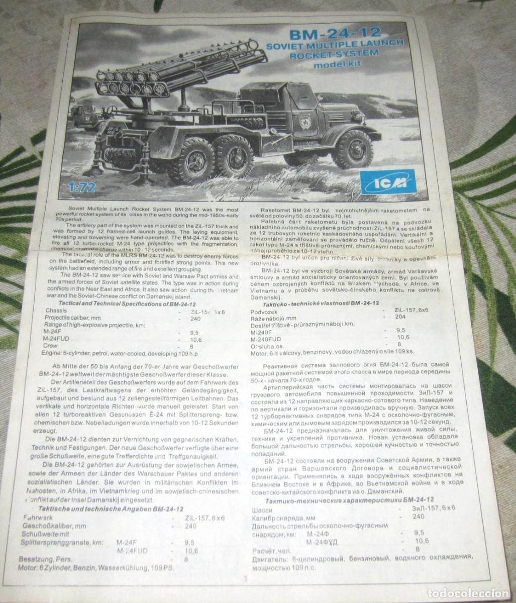 Maquetas: ICM- SOVIET M&Uacute;LTIPLE LAUNCH ROCKET SYSTEN BM-24-12 ESCALA 1:72 - Foto 7