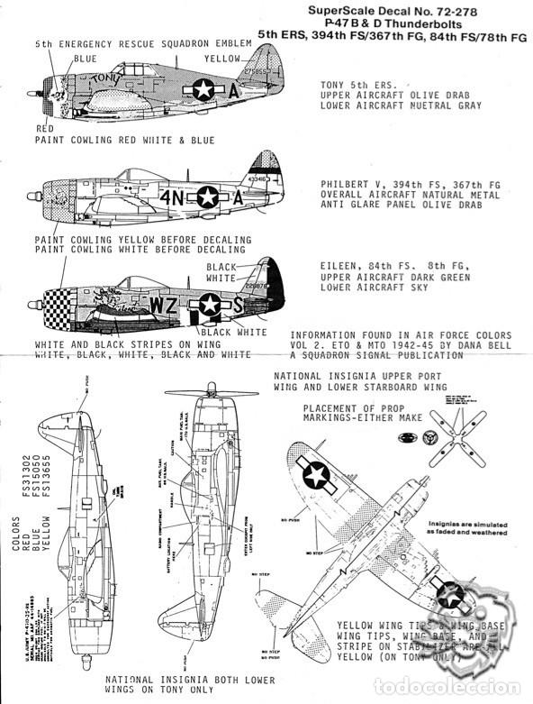 Maquetas: Calcas MicroScale 1:72 Republic P-47B/D Thunderbolt #72-278 - Foto 2